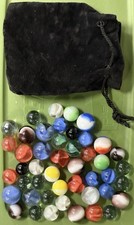 47 Vintage Estate Find Assorted Marbles Lot Mixed Colors Styles Sizes With Bag
