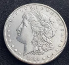 1884 $1 MORGAN SILVER DOLLAR, AU/BU, NICE SHINE AND DETAIL #0148