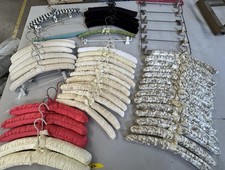 Lot of 48 Vtg Padded Hangers Satin/Silk Cotton Fabric Lingerie Boudoir Jumbo