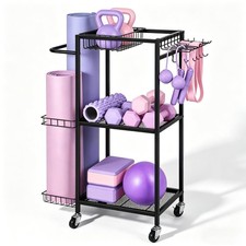 Workout Equipment Storage Rack Metal Yoga Mat Storage Rack, Weight Cart Home ...