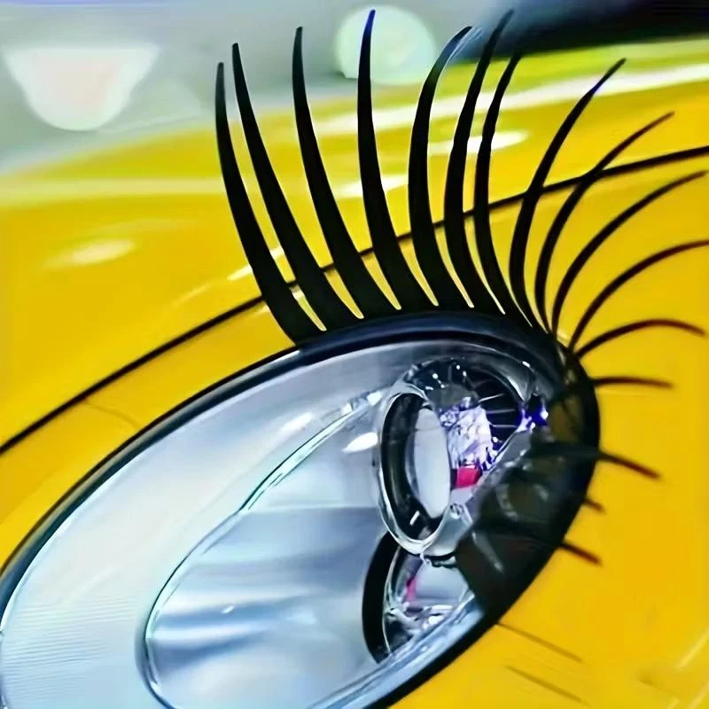 2PCS Car Eyelash Headlight Stickers Cute False Eyelashes Auto Decor image 3