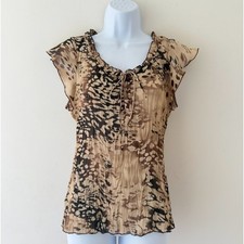 Y2K Crinkle Mesh Top L Fairy Grunge Whimsigoth Sheer Boho Flutter Sleeve