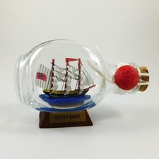 Ship in Bottle Sailing Ship Cutty Sark Hand Made Miniature Display Model Boat