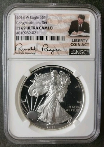 2018 W Proof $1 American Silver Eagle Dollar NGC PF69 Ultra Cameo