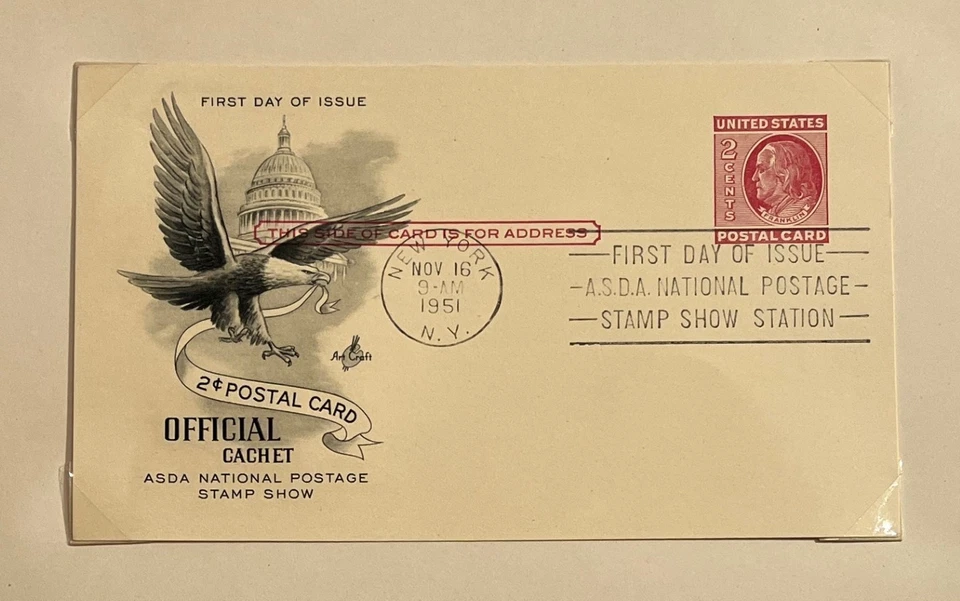 1951 2c Postal Card First Day of Issue - #UX38 - No Address - ArtCraft & Fluegel - Image 2 of 3