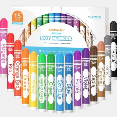 Dot Markers Kinderstifte 15 Farben ungiftig waschbar Malvorlagen Bingo Dabbers