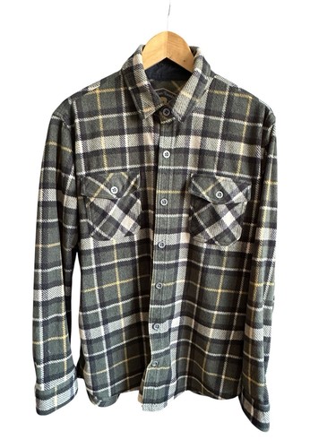 Freedom Foundry Men’s M Plaid Fleece Shirt Jacket Shacket Flannel Bear Logo