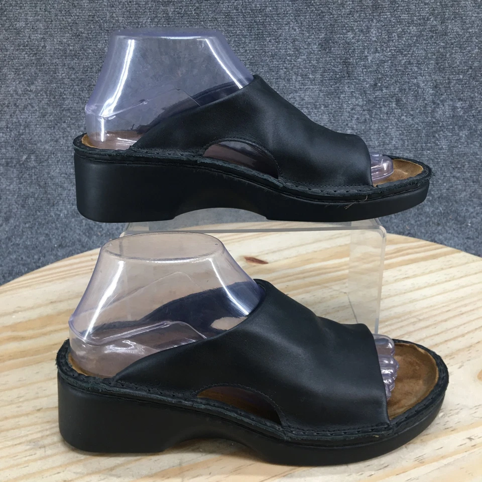 Sandálias Naot Feminina 38 Roma Casual Conforto Slip On Wedge Slide Couro Preto - Imagem 2 de 4