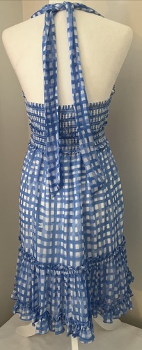 Lilly Pulitzer Cailee Kleid Neckholder Feelin Beachy Gingham Rüschen Bennet blau NEU - Bild 7 von 11