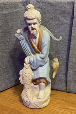 Vintage Original Japanese Fisherman Porcelain Ceramic Figurine Sculpture