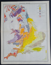 Antique 1898 Map - Geological Features of England & Wales - Bartholomew