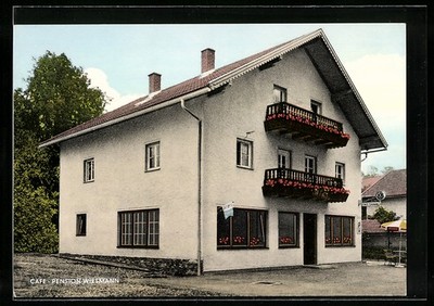 St. Oswald /Bayer. Wald, Ansichtskarte, Café und Pension Wiesmann 
