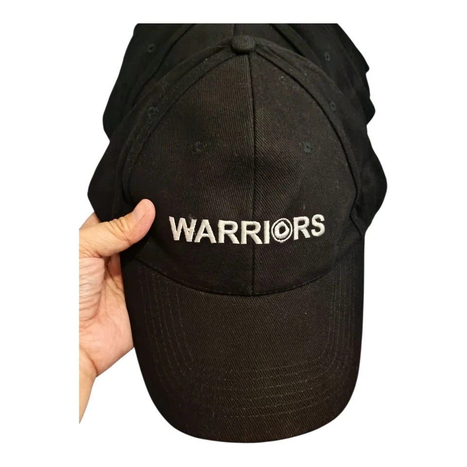 Black "WARRIORS" Embroidered Baseball Cap - Hard Front, Adjustable Metal Strap - Image 4 of 4