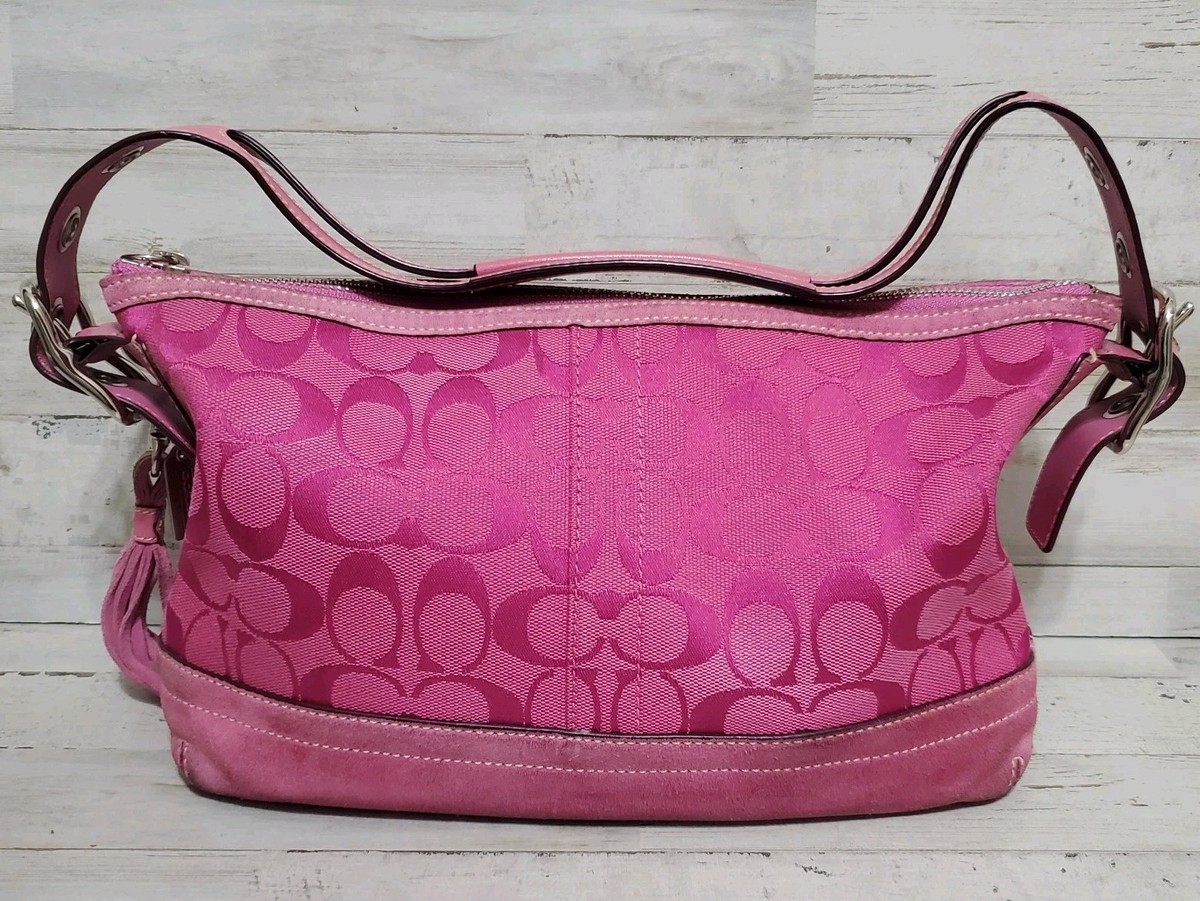 Coach 9363 Soho Shoulder Bag Pink Canvas Suede Leather Y2K Mini 
