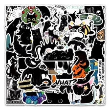 50 Pack of Black Cat Stickers for Laptop/Water Bottle/Phone Case/iPad/Kindle
