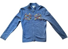Christopher Banks Y2K Floral Embroidered Cardigan Sweater Grandmacore Medium