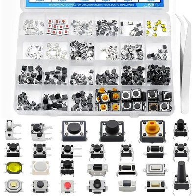 EGSCST 375PCS 26Values Micro Momentary Tactile Push Button Switch Assortment