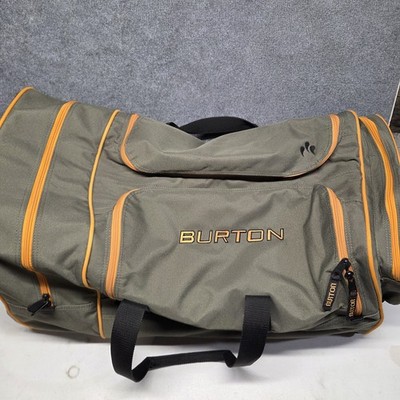 Burton Rolling Duffel Carry On Travel Bag Olive Green Orange Wheeled Luggage