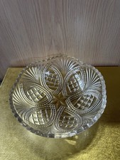 Vintage Clear Crystal Cut Press Glass  Dish Bowl