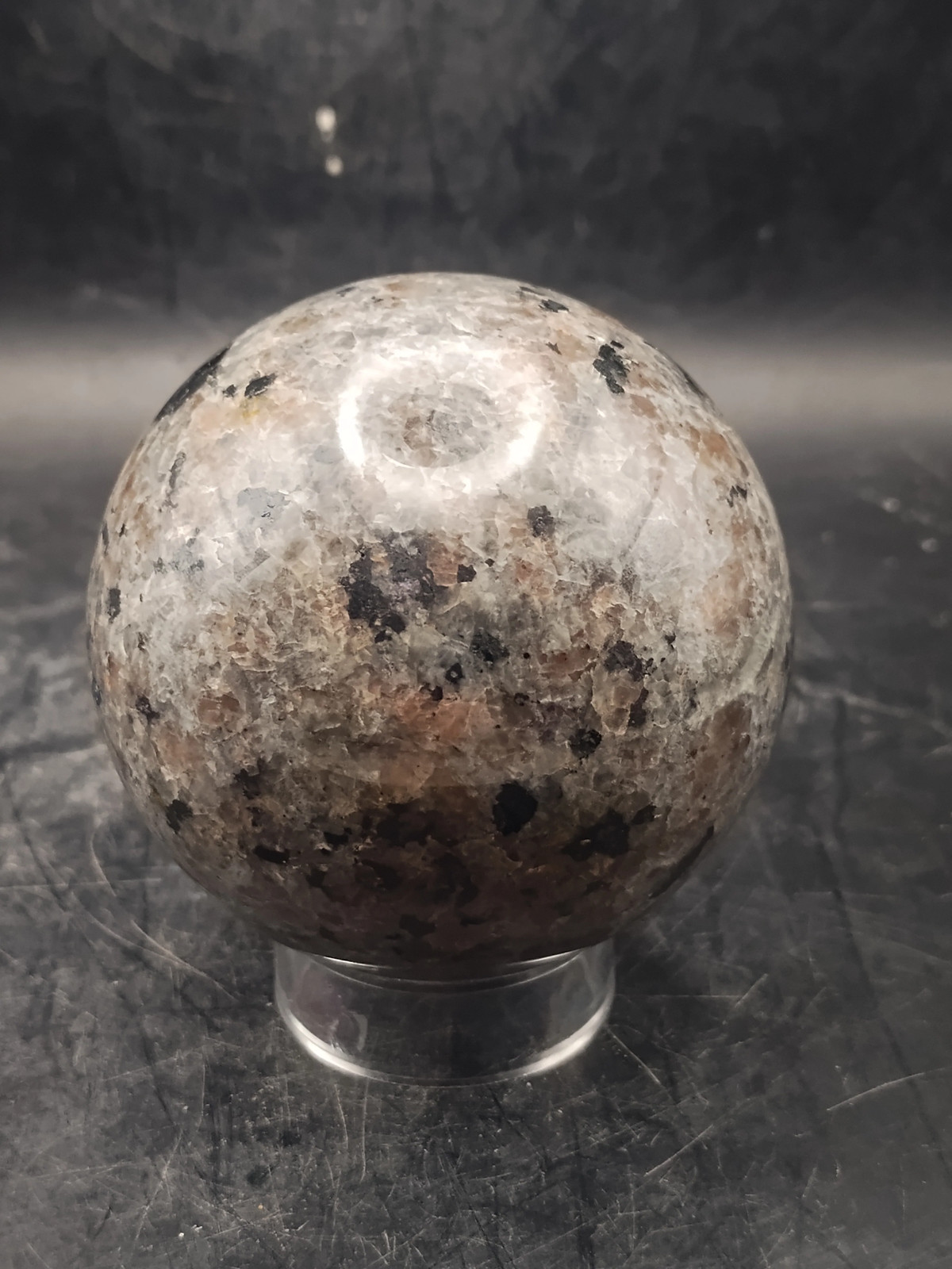 Flame stone sphere "yooperlite"! 60mm, 2.3 inches, 10.4 ounces