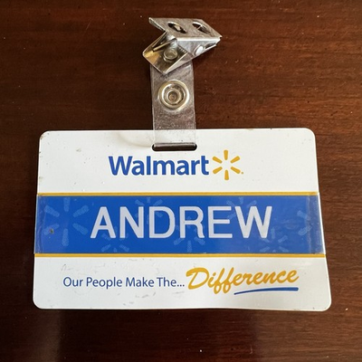 #ad ANDREW Walmart Official Employee Name Badge Associate Clip On Wal Mart Uniform $24.77