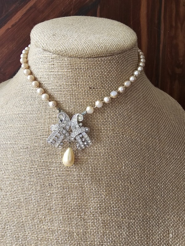 Vtg Ornate Rhinestone Box Clasp Silver Tone Faux Pearls Repair Up-cycle Read 