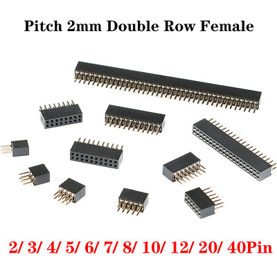 2mm Zweireihig Buchsenleiste 2 Polig to 40 Polig Gerade Pin Header Female