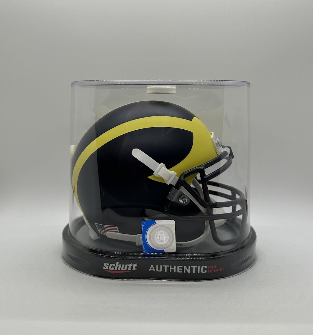 2d michigan football helmet Michigan Wolverines NCAA Alternate 2 Matte Navy Schutt Authentic Mini Helmet