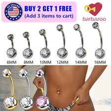 1-3X Surgical Steel Belly Button Rings Clear CZ Navel Ring Belly Button Piercing