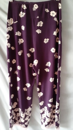 Kimi + Kai Purple Pajama Set Floral Capri Maternity Nursing Small 38" Bust - Picture 7 of 8