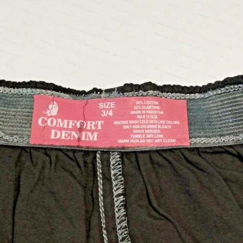 Comfort Denim Women Size 3/4 Loose Black Nylon Pull On Shorts Elastic Waist - Picture 6 of 6