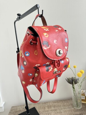 NWT COACH Mini Turnlock Rucksack Floral Print 37738 Backpack