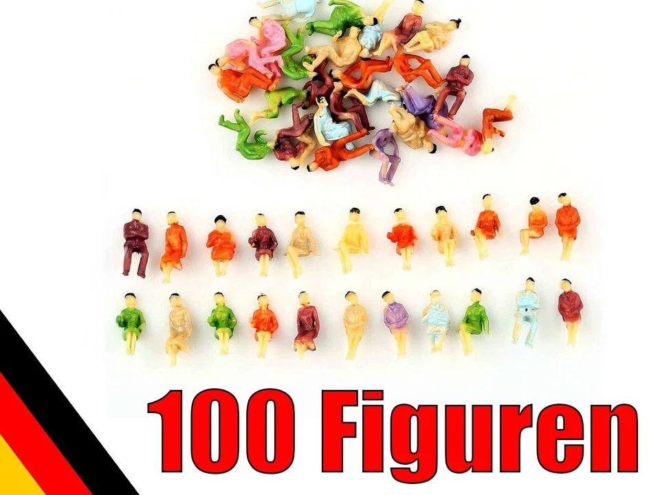 100x Spur N nur sitzende Figuren 1:160 Modellbahn bemalt Reisende für Waggons - Bild 2 von 4