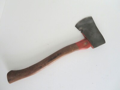 VINTAGE PLUMB USA HATCHET Single Bit Head with Nail Puller Curved Wood Handle