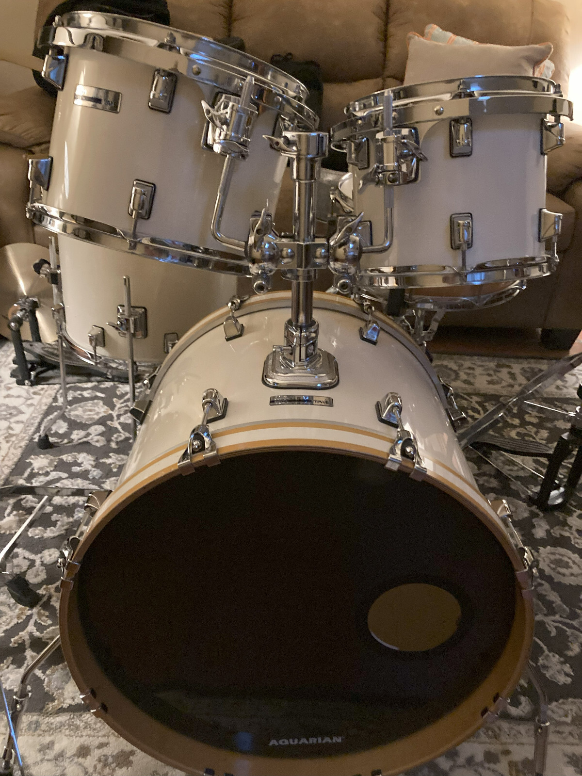 Taye Rock Pro drums 4pc, bass, rack toms, floor tom, white laminate finish eBay
