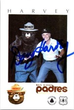 Doug Harvey signed baseball card (NL Umpire) 1984 Padres Smokey Bear #DH