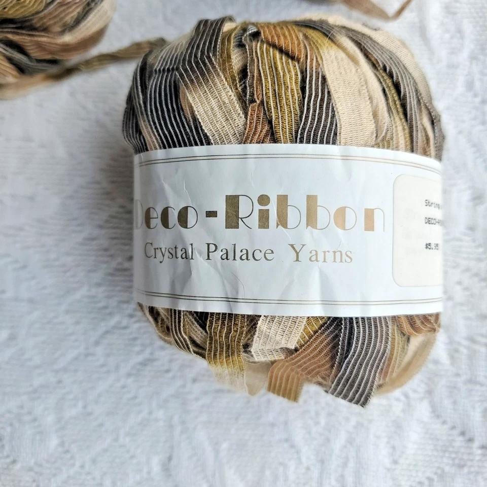 Lot of Crystal Palace DECO RIBBON Yarn String of Pearls color 9146 Gold Deco - Image 2 of 4