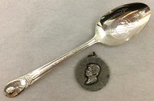John F Kennedy Friendship Teaspoon 7" WM Rogers Silver Plate & Medallion VTG