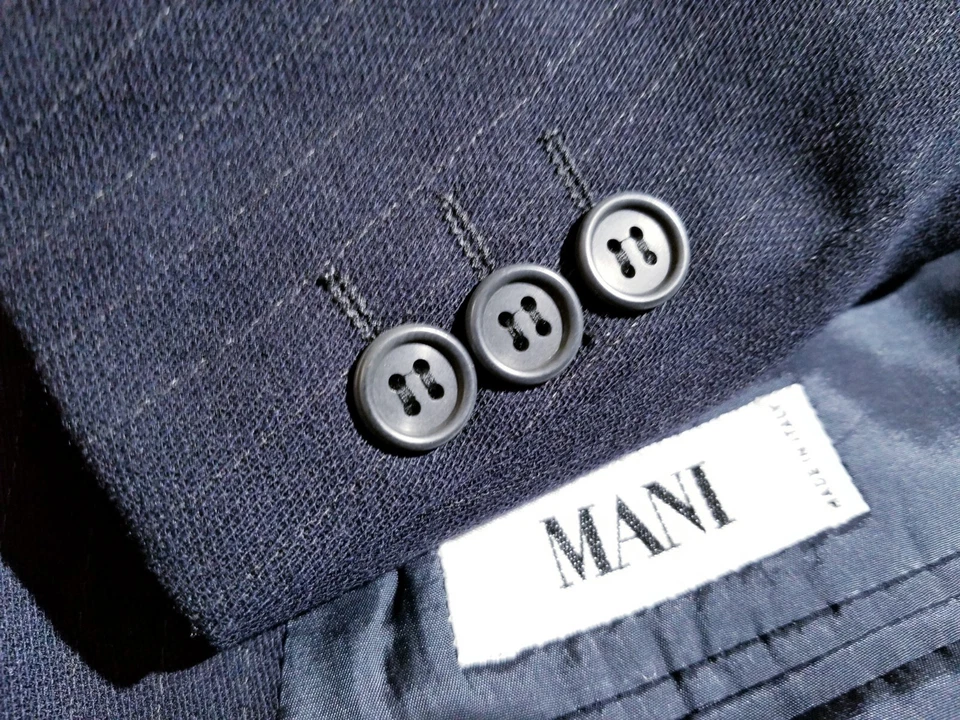 Jaqueta terno Armani estilo máfia giz lapela larga peito duplo 46L calça 40 x34 - Imagem 2 de 4