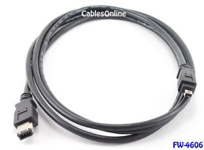6ft. IEEE 1394 Firewire 6 Pin to 4 Pin M/M Cable, Black