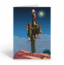 Saguaro & Boots Christmas Card - Western Christmas Cards - 40033