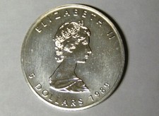 1989 Canada Maple Leaf 1 oz .9999 Fine Silver 5 Dollars (5721)