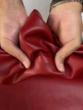 Cow leather col. dark red, Genuine cowhide skin soft and natural leather 3 oz