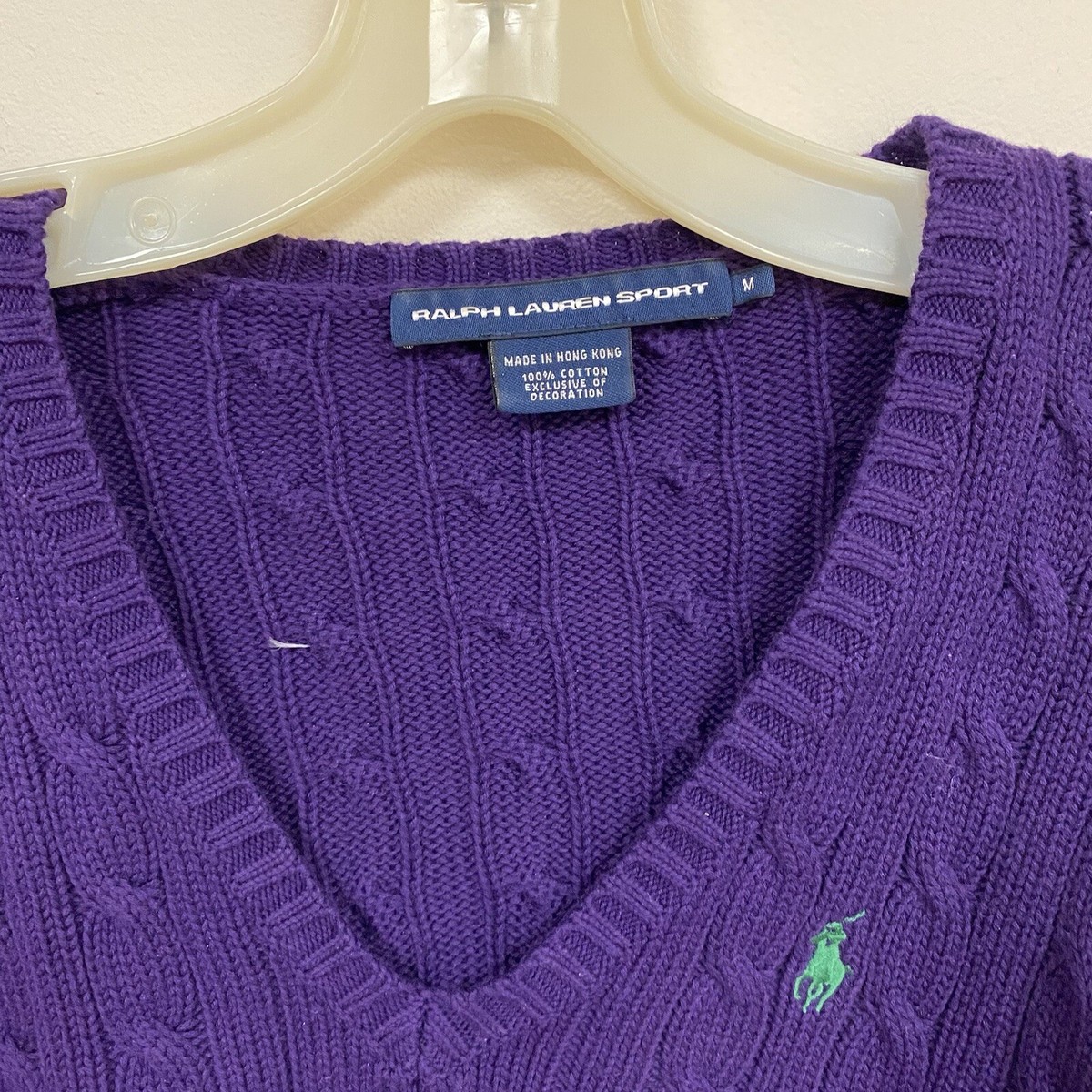 Ralph Lauren Sport Womens Medium Sweater Purple Cable Knit