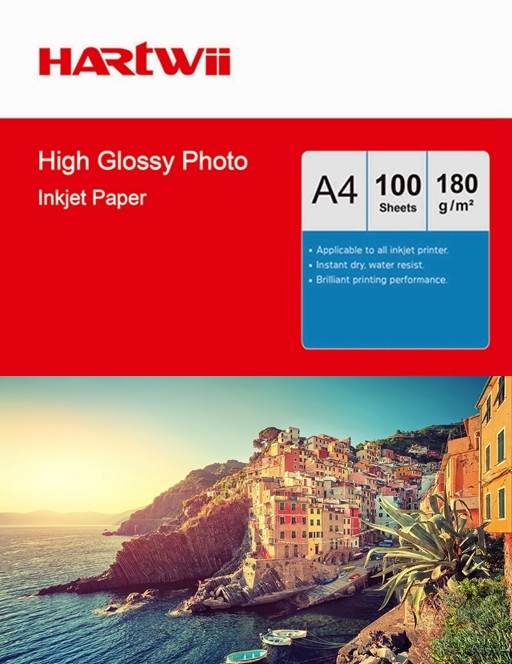 A4  High Glossy 180Gsm Photograph Paper Inkjet Paper Printing Hartwi - 100sheets