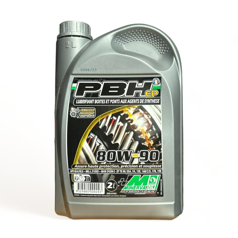 Huile transmission 80W-90 lubrifiant pour entretien boîte mécanique et pont 2L