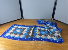 Vintage Liz Claiborne Silk Blue Geometric Print Scarf 12" X 56  