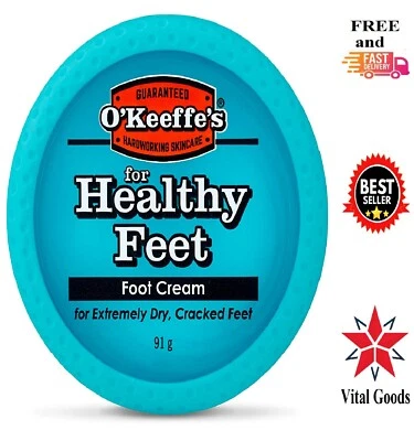 OKeeffes Healthy Feet Foot Cream jar 91g Extremely Dry Cracked Heel Care Repair
