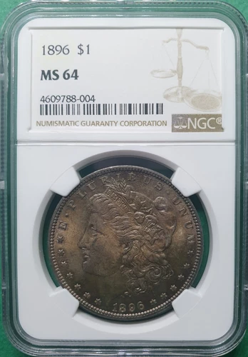 1896 MORGAN  SILVER DOLLAR  TONED NGC MS 64