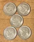 2010-D,2011-D,2012-D,2013-D,2014-D  AU   Roosevelt Dimes  ( set of 5 )